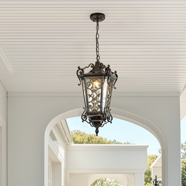 Outdoor European Pendant Light for Pavilion, Garden, Sunroom and Balcony