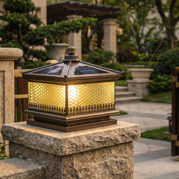All-Copper Upturned-Eave Solar Post Top светильник для Villa Gate и Garden