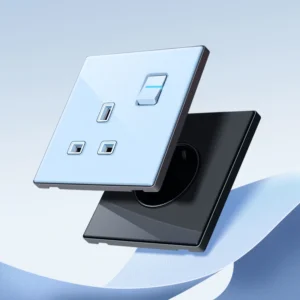 чёрный BLUE Tempered Glass настенный светильник Switch UK13A Type C USB розетка 4-Gang Single Pole 220V Electrical розетка Panel