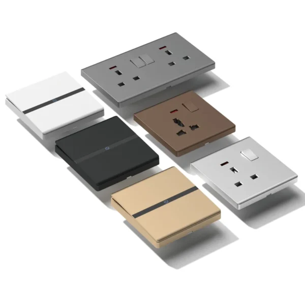 BS Standard Electric Wall Switches пластиковый Middle Acrylic Stripe Big Button умный Life App Compatible 220V водонепроницаемый прочный
