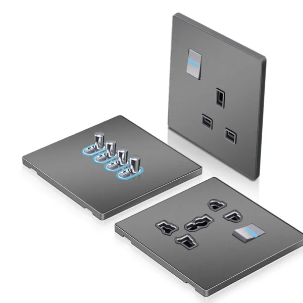 Stainless Steel ретро Double 2 Pin 4 Hole Electrical Wall Switch Sockets умный Life Customizable CE Certified 16A 10A водонепроницаемый