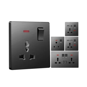 British Standard Industrial Modern Gold 13A Electric Wall Light Switch Socket with USB Ports IP21 Rated for Home Commercial Use