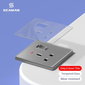 15A ретро Wall Power розетка прямоугольный Switches Tempered Glass Panel 2 USB-A 2 USB-C порты прочный