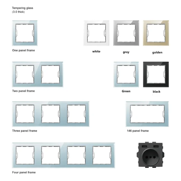Wall Mounted ретро European чёрный Gold White Gray Touch Glass Panel Power розетка Switch Fitting с умный Life App