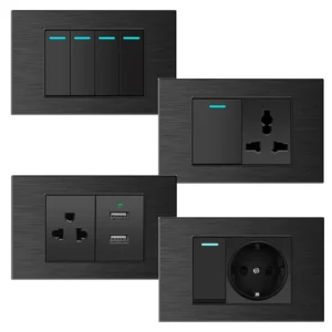 US 4-Way 220V Wall Electrical Push Button умный Life прочный водонепроницаемый алюминиевый Home светильник Switches Sockets