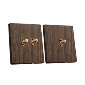 Retro Imitation Walnut Wood Grain PC Wall Switch Socket 1/2/3/4 Gang Single/Two Way Doorbell Switch with USB A+C