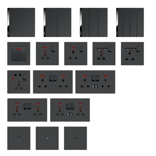 UK/BS ретро 4-Way Double Layer Ultra-thin Brushed Panel Big Key Electrical Wall Switches с умный Life App