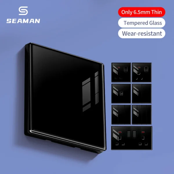 ретро Wall светильник Switch Panel LED Indicator UK Universal USB Electrical розетка Tempered Glass Wall 2 Gang 1/2way Switch