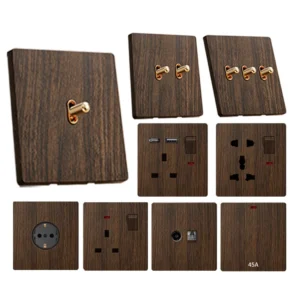 винтажный Imitation Walnut Wood Grain Panel Classic Toggle Lever Operation 13A Universal розетка с Switch USB A+C