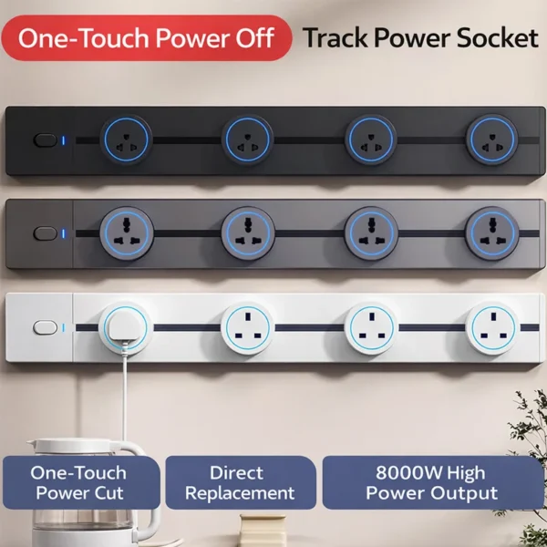 Home кухня Wall Surface Mounted Adaptors Movable Rail Electric розетка EU UK Plug 8000W High Power Track розетка System