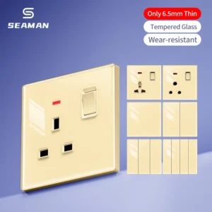 опт прочный ретро современный 1/2/3/4Gang 1/2Way Tempered Glass светильник Switch Electric Wall с 16A Max. Current in Gold цвет