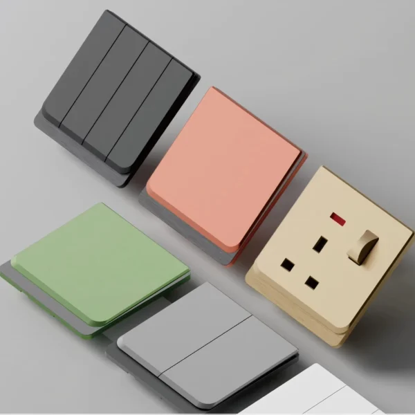 High Quality Green Gold Gray водонепроницаемый Touch Panel Wall Switch UK 10A 2 Gang 1 Way or 2 Gang 2 Way 2 Gang 3 Way Switched розетка