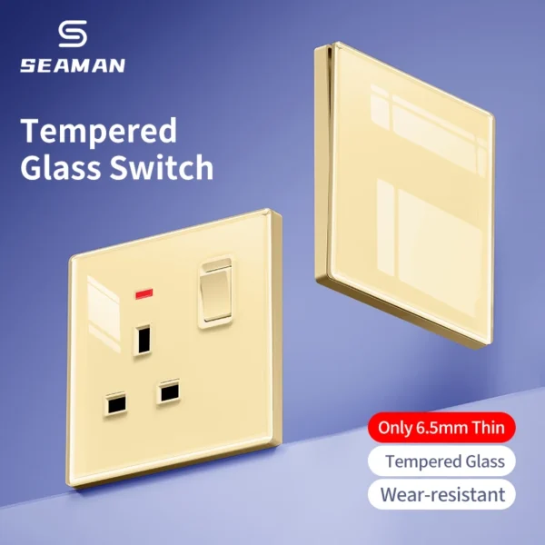 индивидуальный ретро прочный Electrical светильник настенная розетка Glass Switches Panel розетка Gang UK US EU Standard Electric Switch Sockets