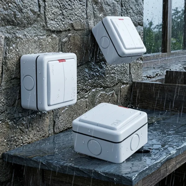 British Standard European Style Outdoor Rainproof IP66 Surface-Mounted Splash-Proof Waterproof Switch