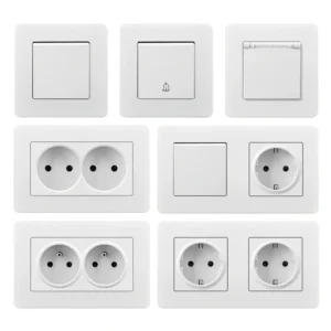 EU 1/2/3/4 Gang Ultra-Thin PC Rocker Light Wall Electrical Switch with Indicator Light 16A Skin Feel 1/2 Way Retro IP20