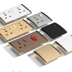 Glossy Surface Double Wall Switch LED Indicator Light Smart Life Black Gold White Gray PC Plastic Button Switch Max Voltage 220V