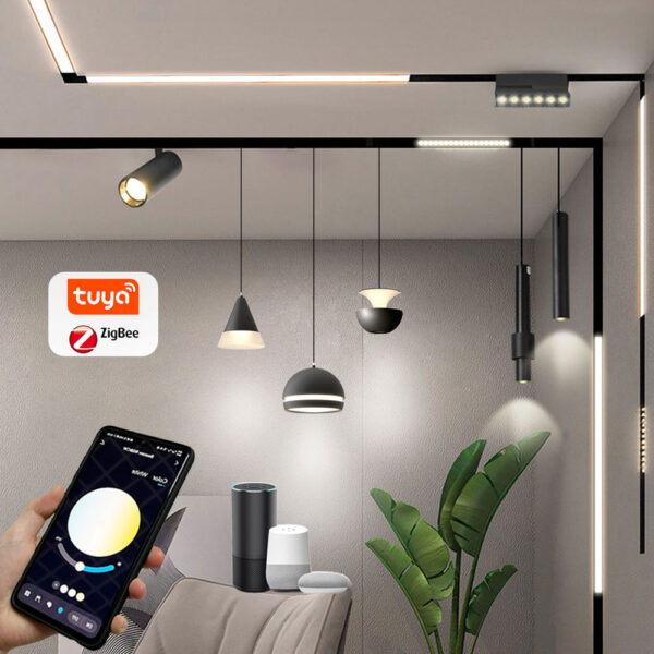New Design Tuya App умный Led Track светильники магнитный 48v линейный магнитный светильник Track коммерческий потолочный System Rail освещение