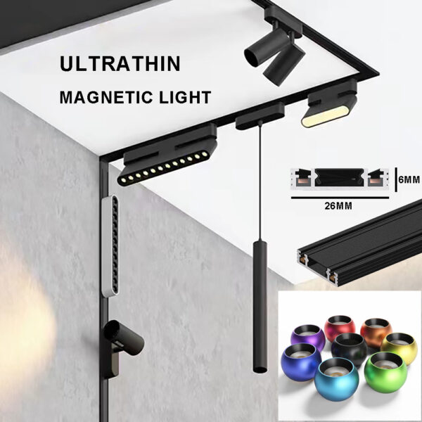 опт коммерческий Ultra Thin 6mm магнитный Led светильник System 48v магнитный Track Rail светильники для домашнее освещение