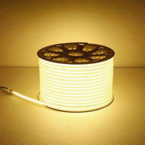 Dot Free 220v Led Strip IP65 водонепроницаемый Plug-In Fcob Led Strip 220v гибкий PVC Tape уличный 100m Led Strip светильники