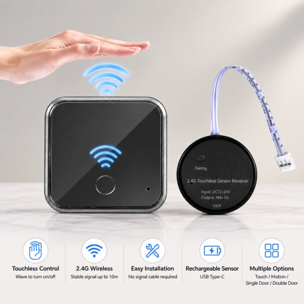 опт 2.4G Wireless LED Cabinet Sensor Switch 12V 24V Touch Hand Wave Motion Door Sensor для Wardrobe кухня освещение