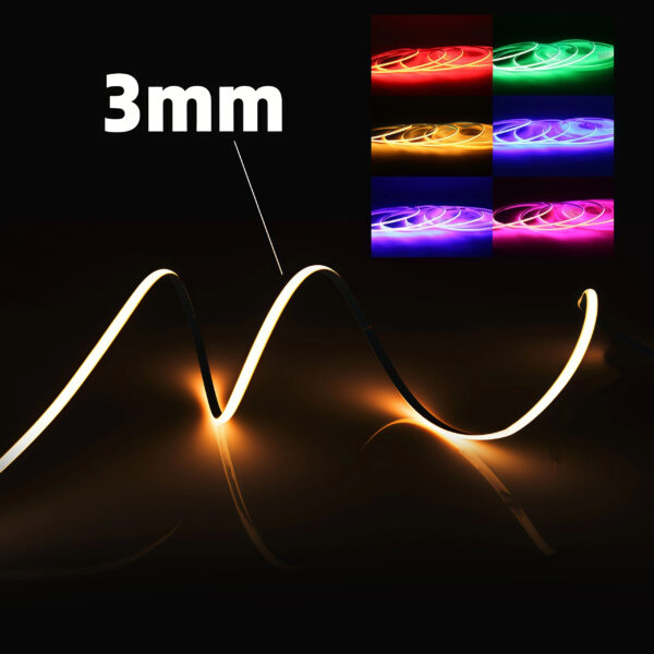 High Brightness Cri 90 Free Cut 12v 24v Ultra-Thin 3mm 5mm 8mm 10mm Cob гибкий диммируемый Cob LED-лента