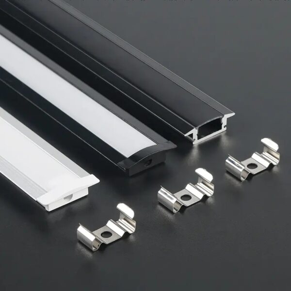 Led Strip Light Aluminum Gutter 17*7mm Recessed Aluminum Profile Channel with Diffuser White Black for Led Lights