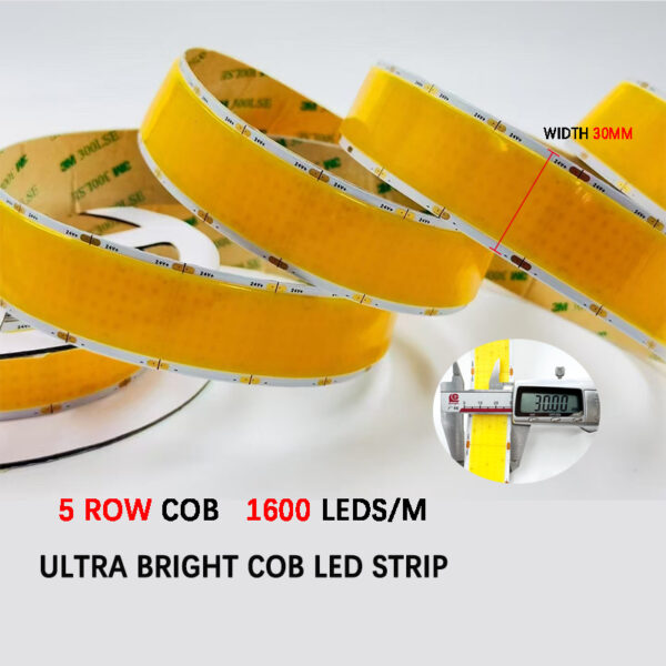 High Quality 1600LEDs/m 24V LED Strips гибкий 5 Row COB LED Strip 30mm Tape светильник 3000K/4000K/6000K Tira De Luz Led