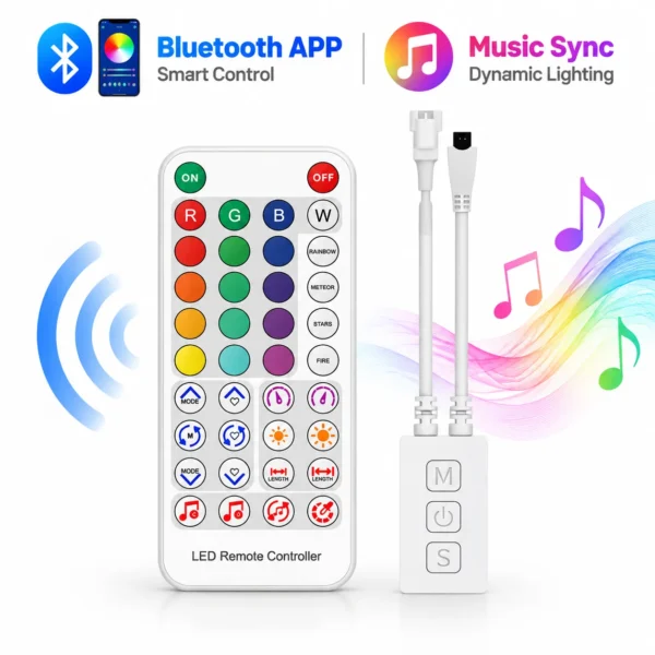 RGBIC SPI LED Strip Controller DC5-24V  APP IR Remote Music Sync Addressable LED Controller for WS2811 WS2812B SK6812