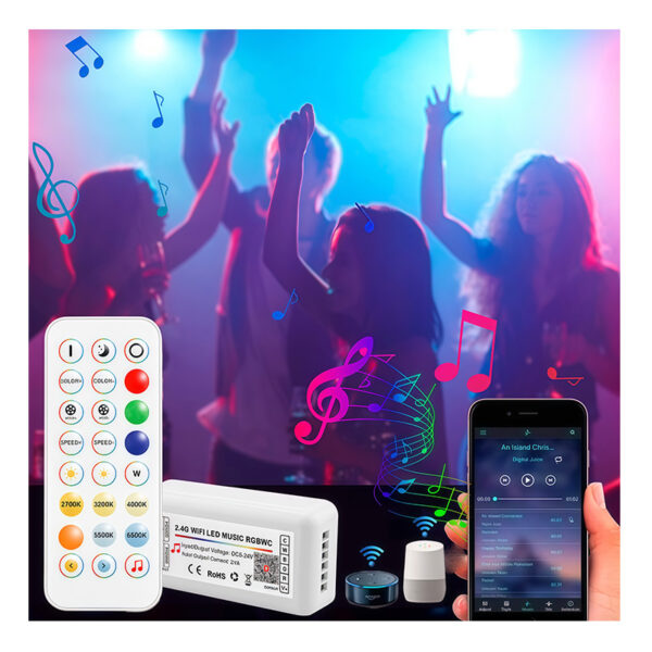 Voice LED Dimmer Rgb/Rgbw/Rgbcw MUSIC LED-лента Controller System CE Rohs Wifi Tuya Led Controller