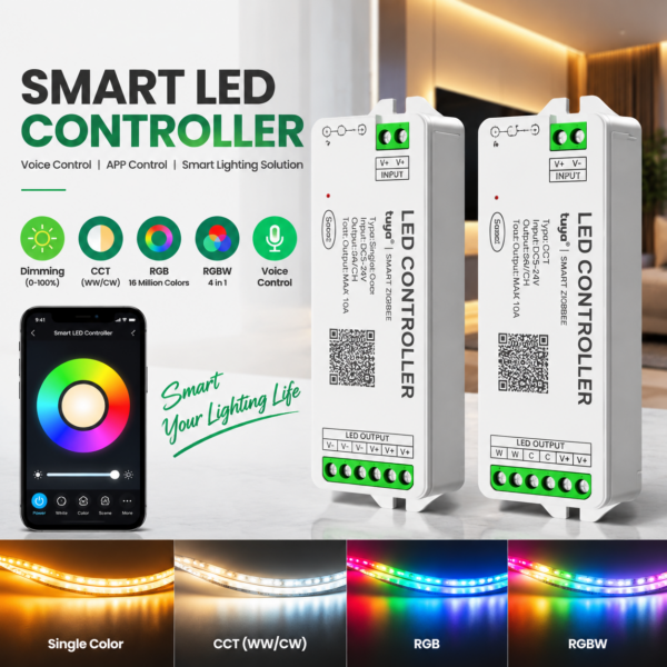 Voice умный LED Dimmer Cct/Rgb/Rgbw/Rgbcw LED-лента Zigbee Controller System CE Rohs APP Voice Tuya Led Controller