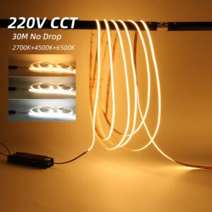 2700K-6500K CCT 220V Cob LED-лента диммируемый Three цвет гибкий Cct Cob Led Strip для Furniture/потолочный/коммерческий