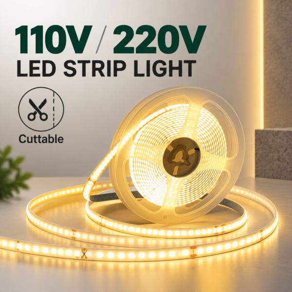 110V 220V High Voltage COB LED-лента Driverless Dot Free Cuttable гибкий Tape AC LED Strip для коммерческое освещение Cinta