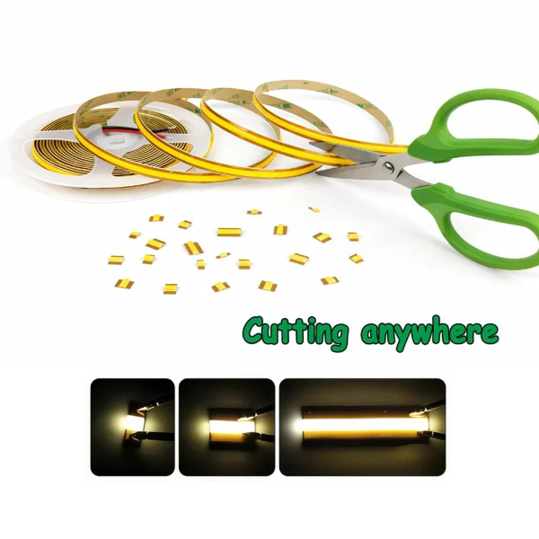 гибкий Free Cuttable Cob Led Strip 528Leds Led Streifen 24V 12V Cob Free Cutting Strip для дома Decor