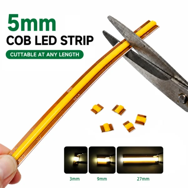 High Quality 5mm Ultra Mini COB LED-лента Free Cutting гибкий Thin LED Strips для Decoration Projects