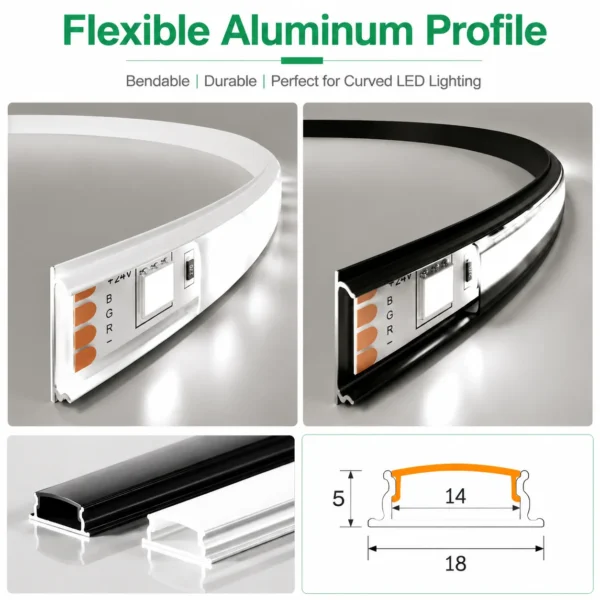 гибкий LED Strip алюминиевый Profile для COB SMD LED Strip Bendable Extrusion для Wave Curve Circle освещение Applications