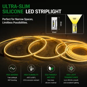 Ultra Narrow Silicone 24V LED-лента 4x8mm IP67 водонепроницаемый гибкий освещение для Cabinet и Furniture