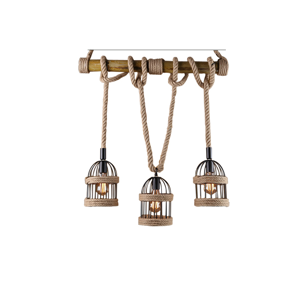 промышленный винтажный потолочный подвесной светильник ретро Bamboo Three-Headed Hemp Rope Hanging светильник E27 E26 лампа для кухни Island