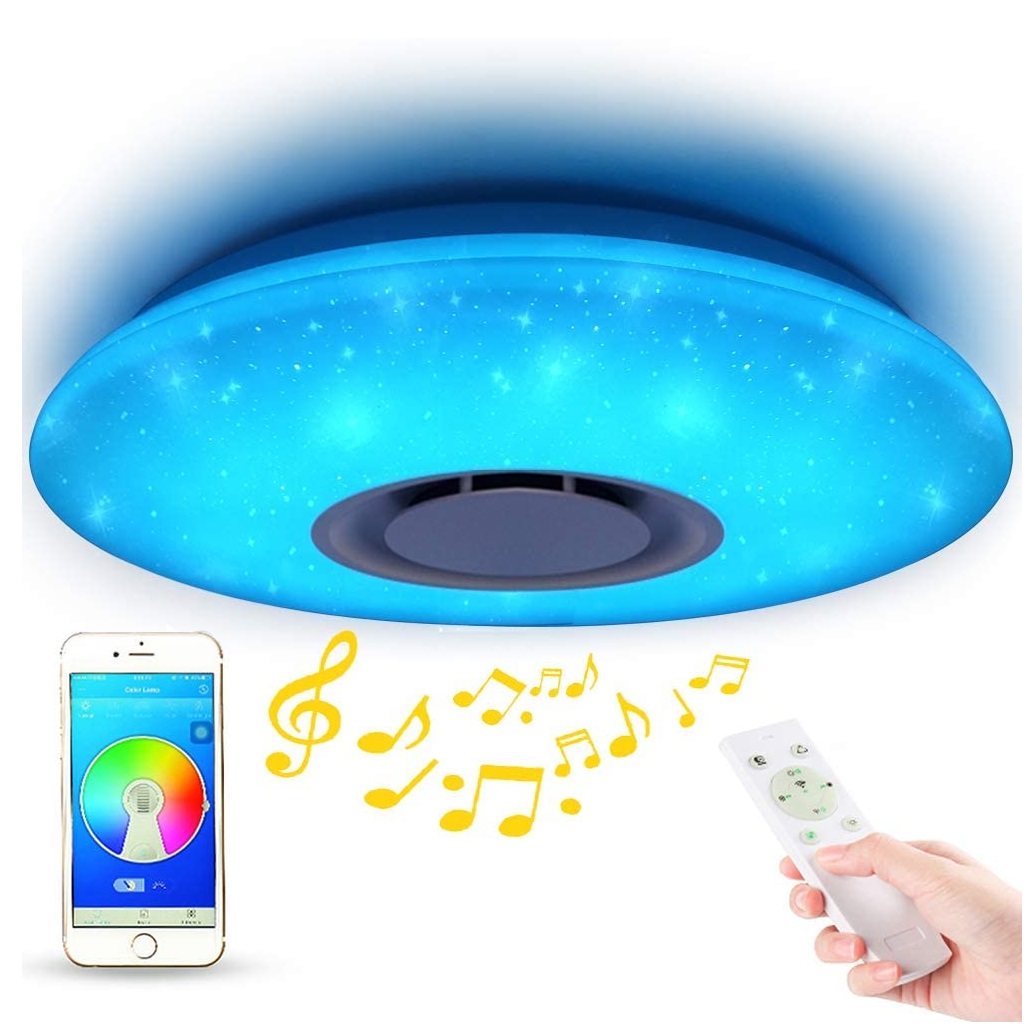 LED Music потолочный светильник с динамик умный APP Control 24W RGBW диммируемый круглый Mount освещение для кухни Bathroom