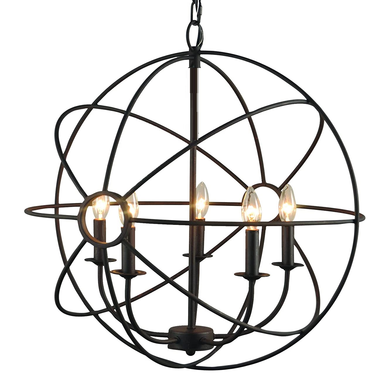 5-рожковый Antique чёрный Sphere Cage Globe встраиваемый люстра