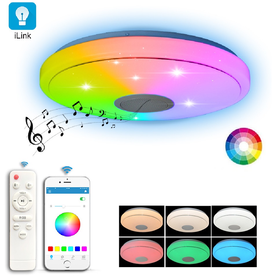 New Design LED Music потолочный светильник с динамик умный APP Control 24W RGBW диммируемый круглый Mount освещение