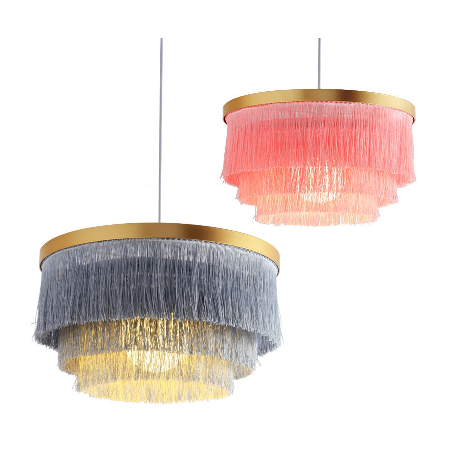скандинавский Decorative подвесной светильник Warm Romantic LED Tassel потолочный Chandeliers Gray/Blue/Pink/White Creative ресторан спальня