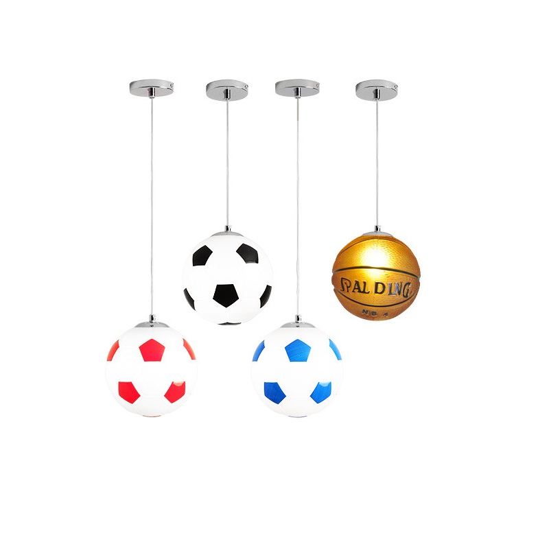 современный Basketball подвесная лампа Football Glass подвесные светильники Kids Room Hanging светильник освещение