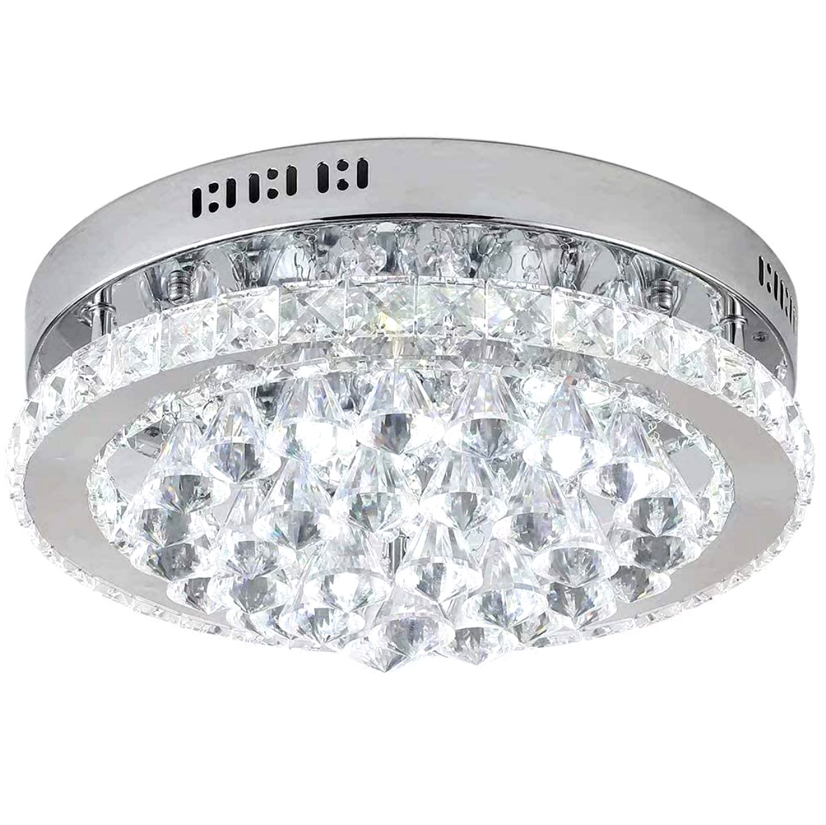 Flush потолочный Mount светильник Chrome & круглый современный Multisided Cutting K9 хрустальный LED Ring лампа