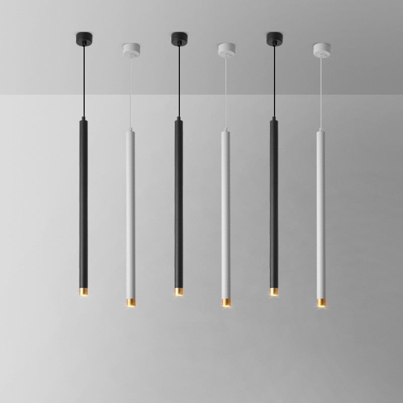 Single LED Epistar подвесной светильник современный Long Cylinder чёрный White Hanging светильник светильники для столовая бар