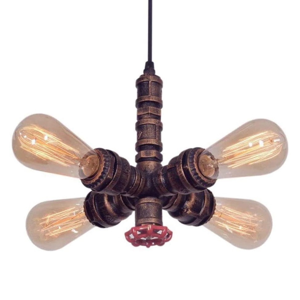 Loft ретро промышленный Hanging светильники винтажный Steampunk Water Pipe подвесная лампа E27 Edison Single Head потолочный светильник