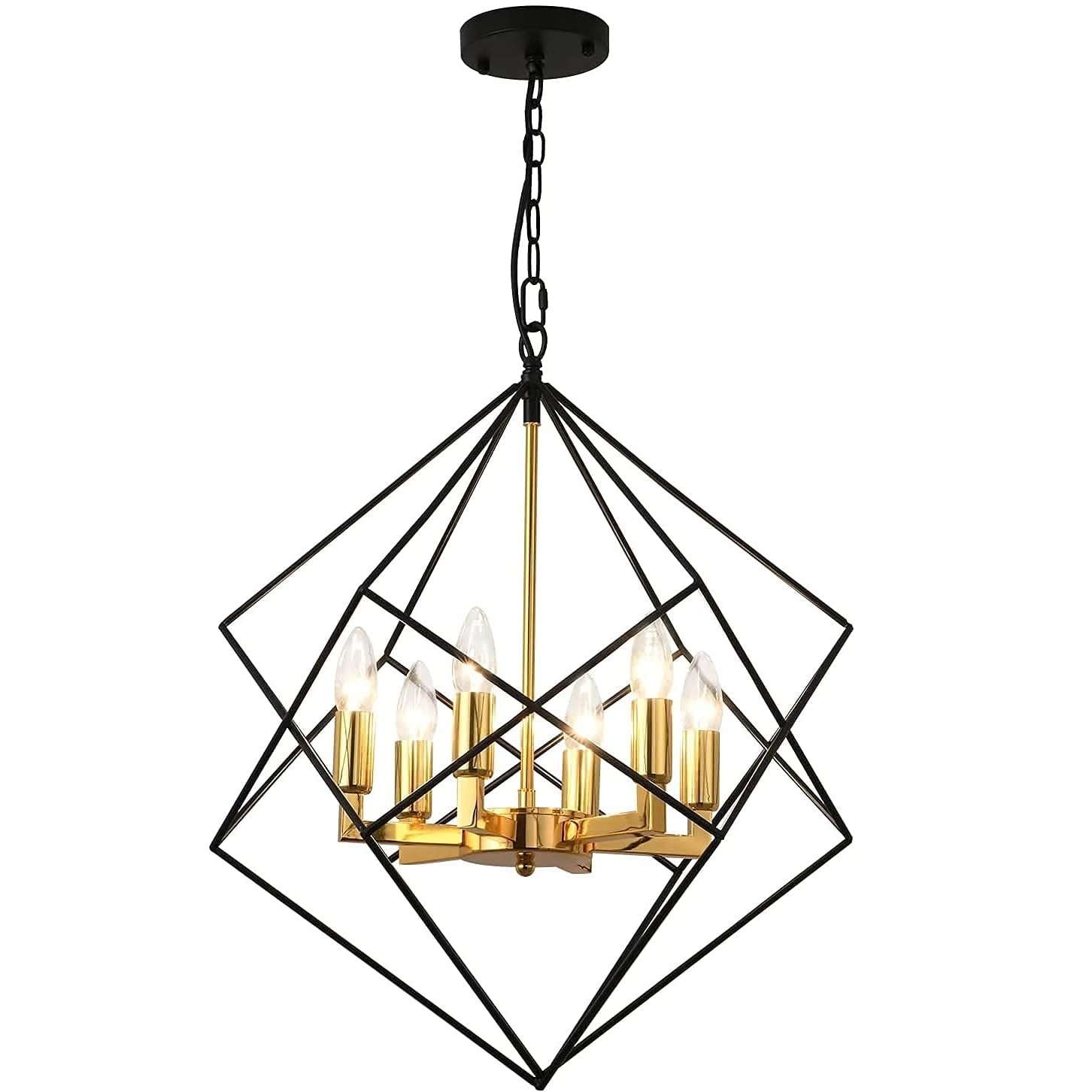 чёрный и Gold L47cm*W 47cm *H42cM потолочный подвесной светильник мид-сенчури промышленный чёрный светильник