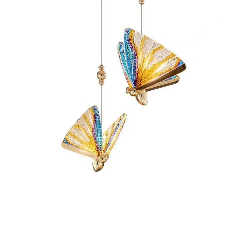 2021 Gold цвет Acrylic люстра Butterfly Tiffany Hanging лампа Led светильники
