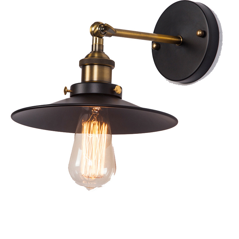 Modern Vintage Industrial Antique Brass Black Scone Wall Light Lamp Shade WD025