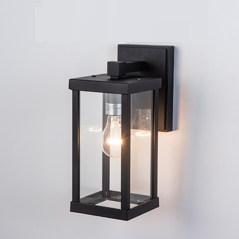 Rectangular Glass уличный Wall светильник чёрный Metal Garden настенный светильник