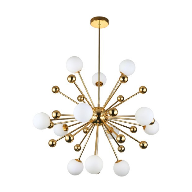 Nordic Modern Gold Chandelier 12 Light Geometric Starburst Shaped LED Pendant Lights